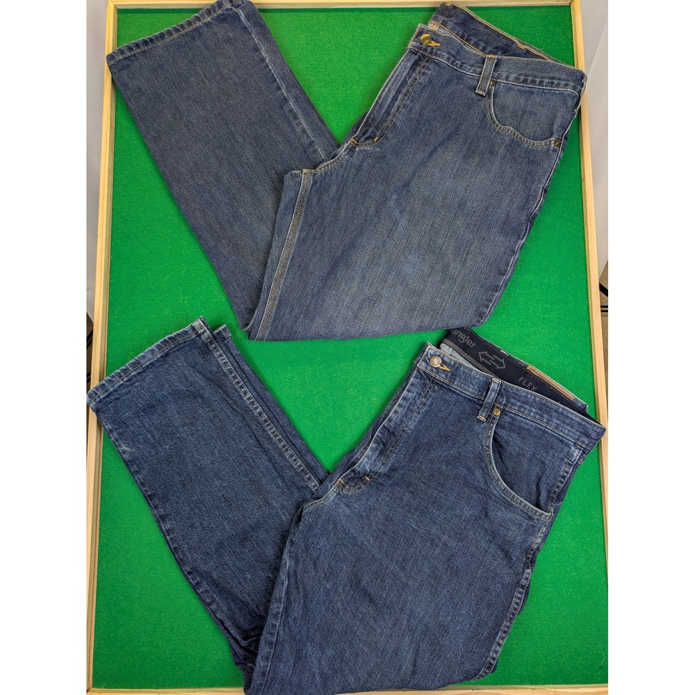 Carhartt & Wrangler Mens Blue Jeans Lot 40x30 40x29 Relaxed Rugged Wear Straight
